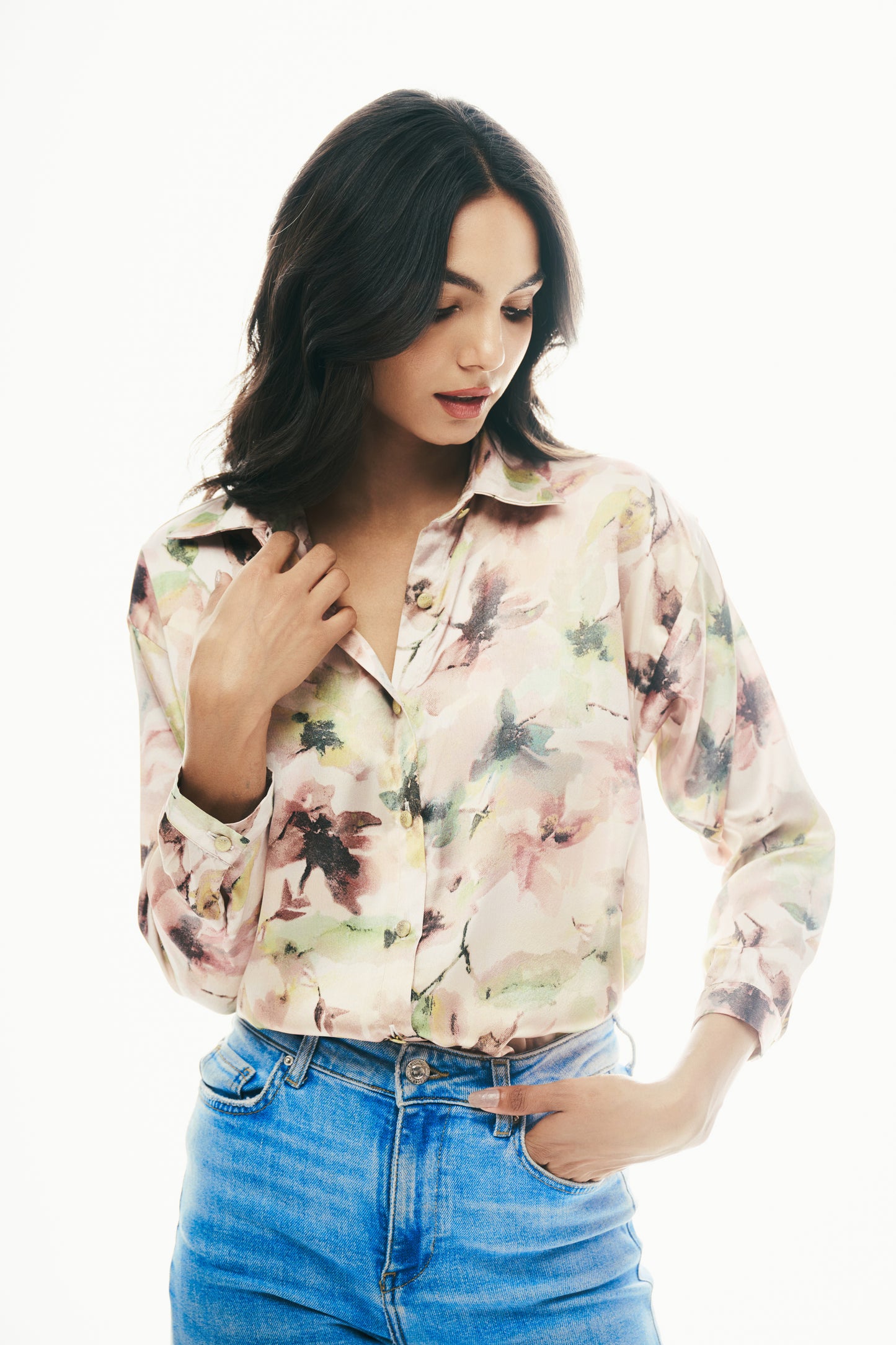 Oversized Satin Shirt: Pink