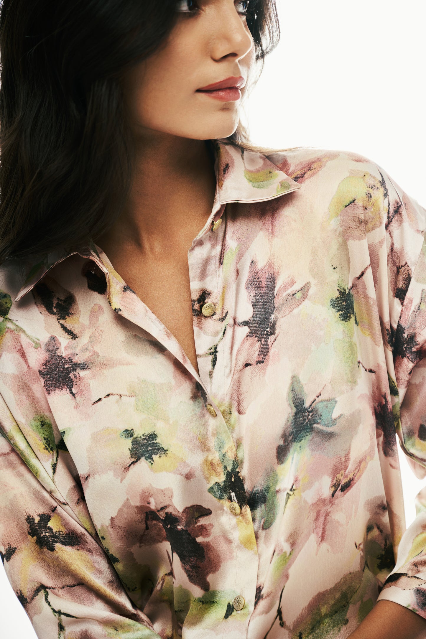 Oversized Satin Shirt: Pink