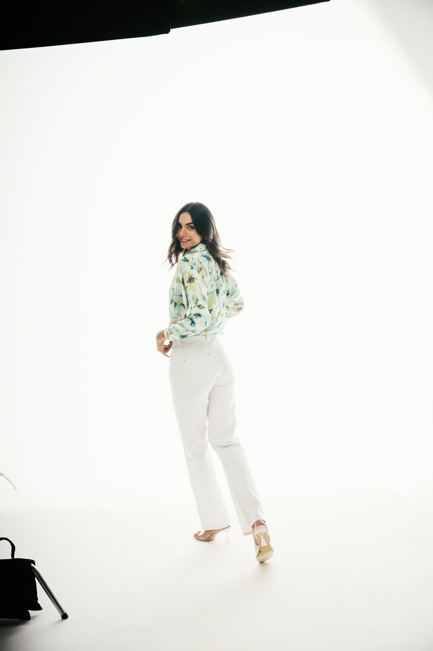 Oversized Satin Shirt: Green