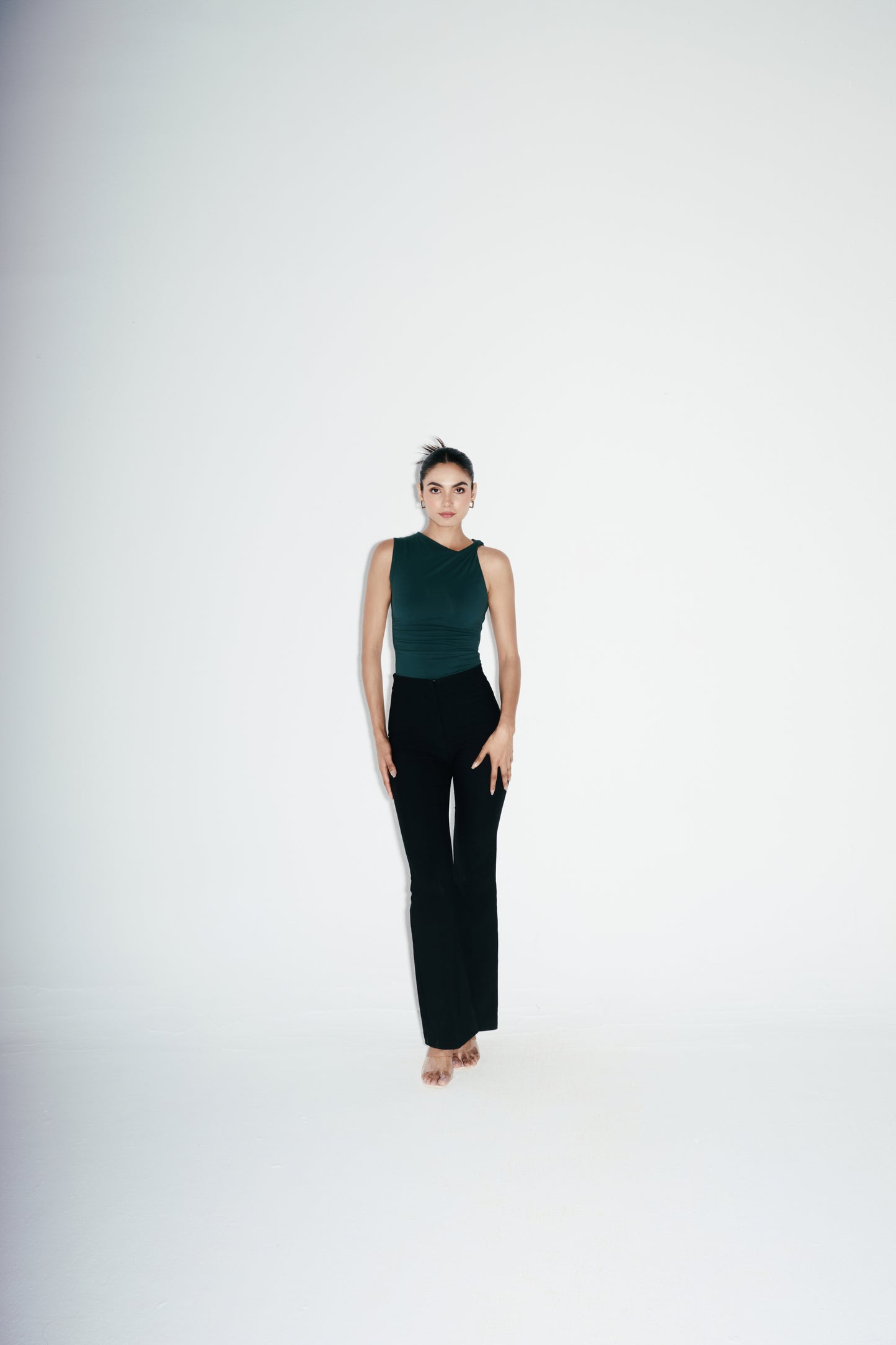 Ruched Asymmetrical Top: Green