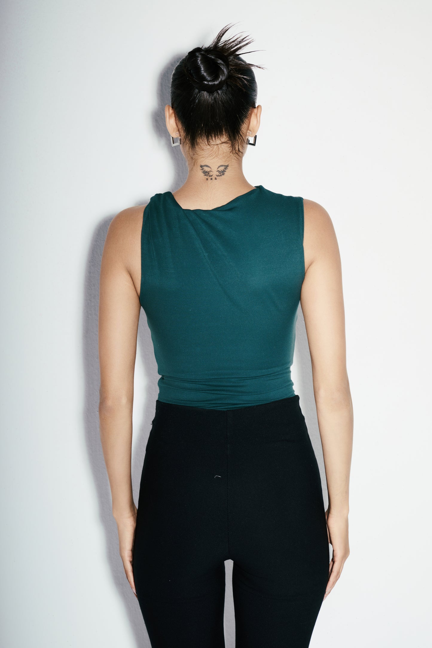 Ruched Asymmetrical Top: Green