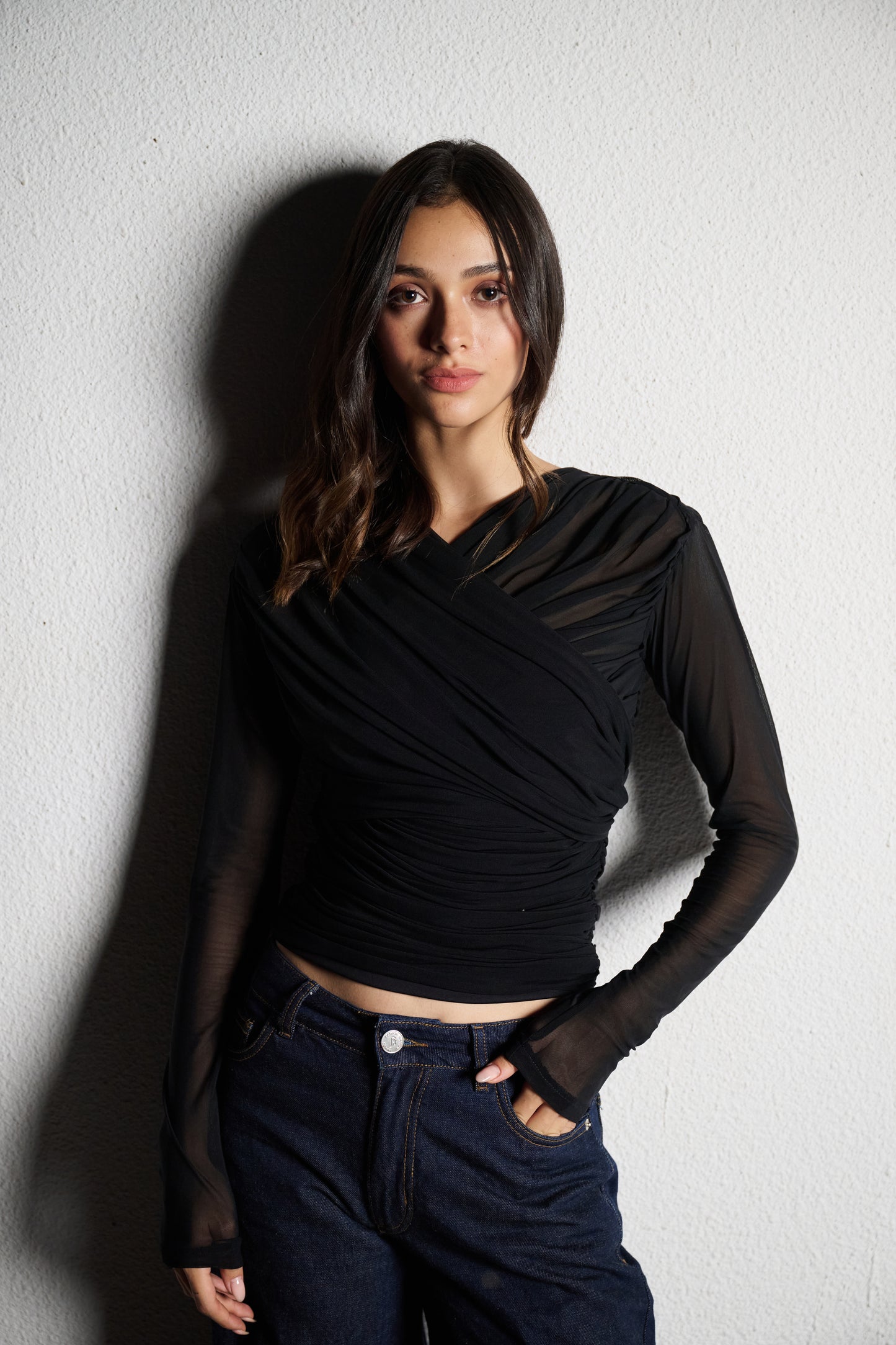 Sheer Gathered Top