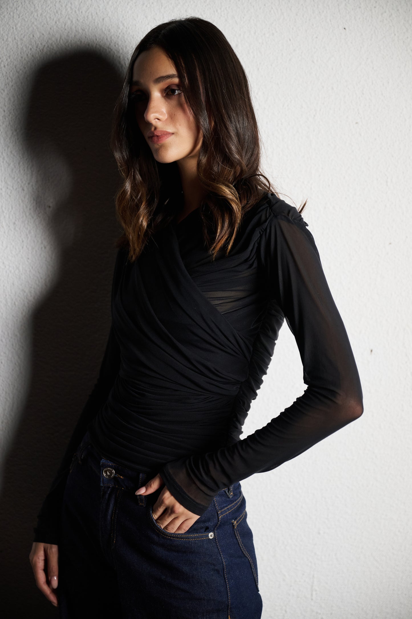 Sheer Gathered Top
