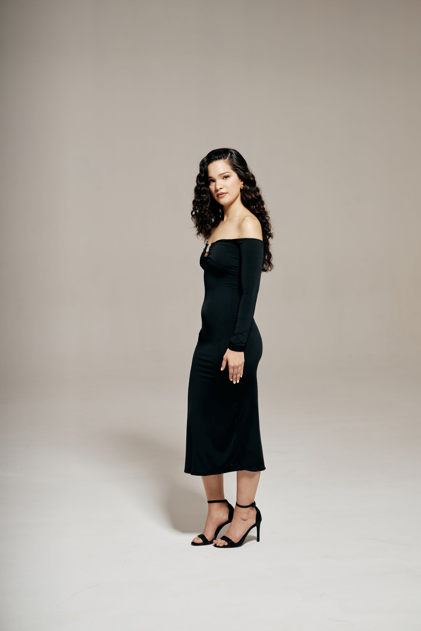 Off-Shoulder Midi Dress