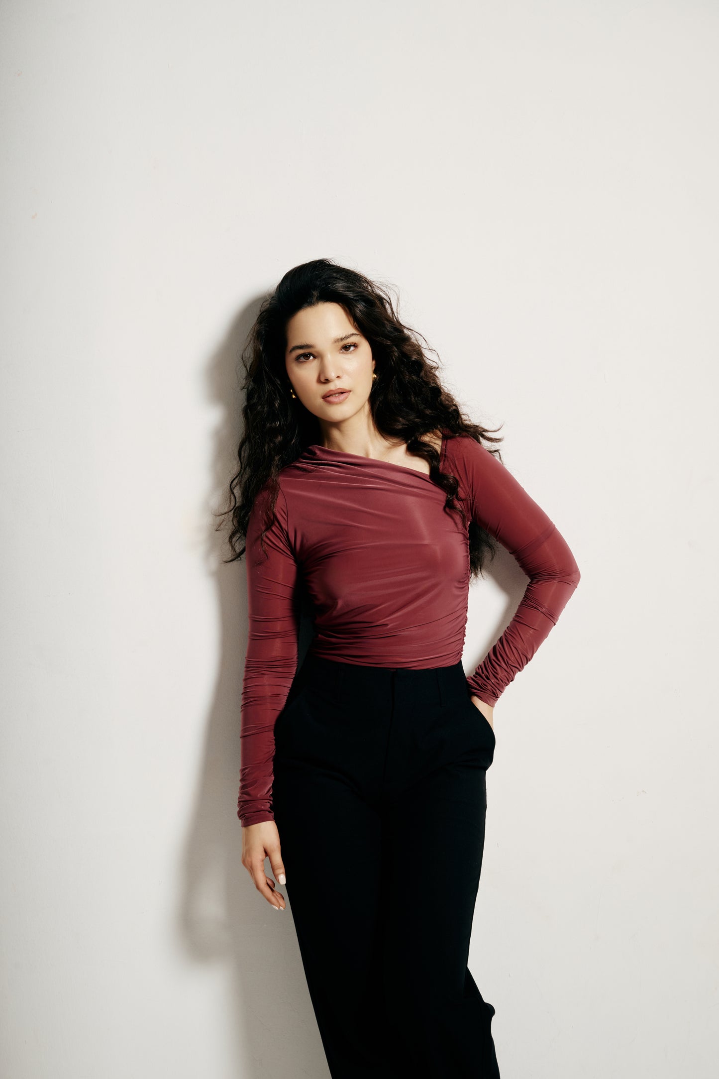 One-shoulder Drape top