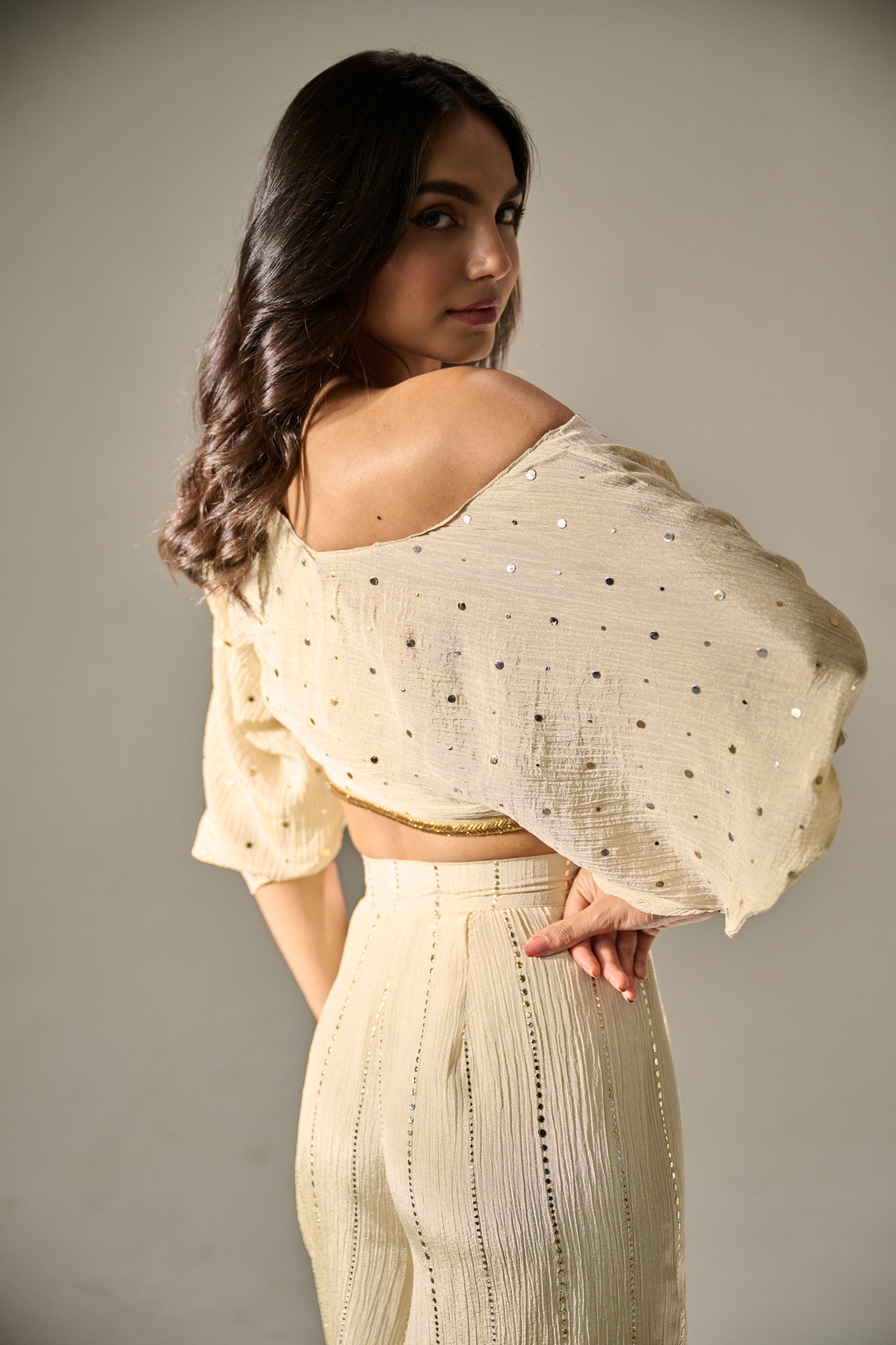 Ivory Off-Shoulder Co-ord Set