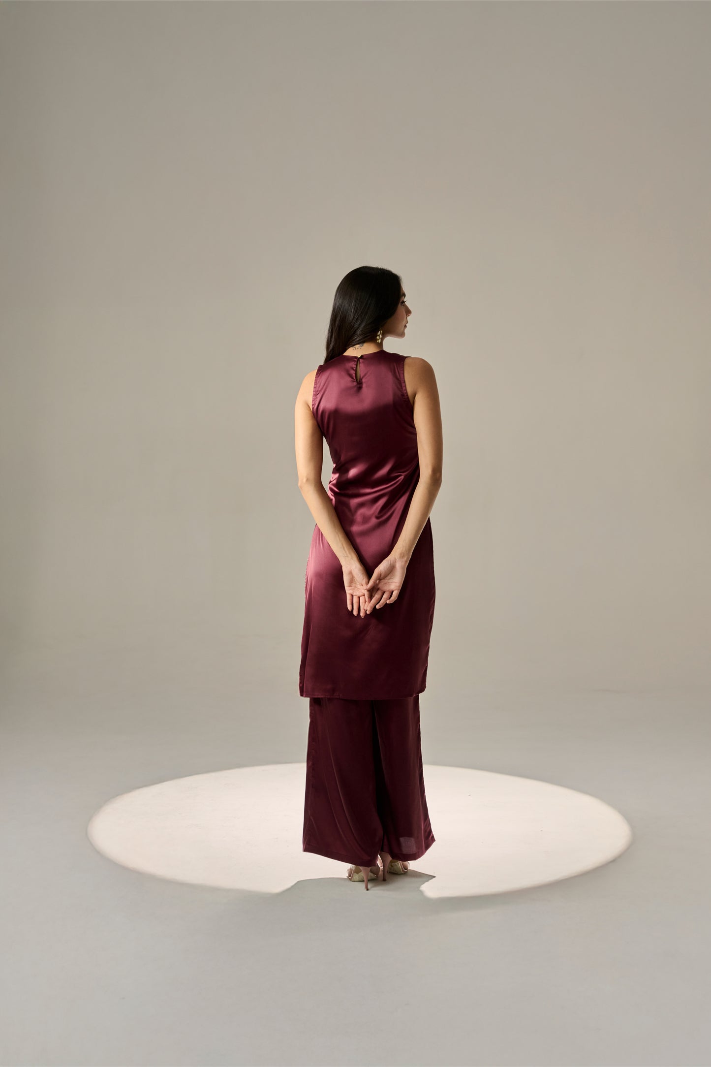 Berry Pleated Kurti Set