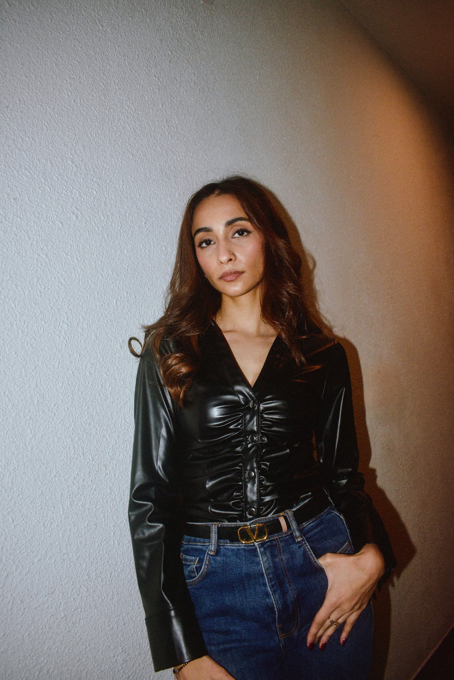 Berry Leather Shirt