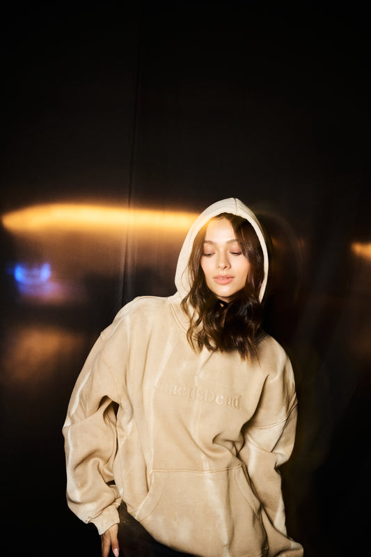 Beige Washed Hoodie W