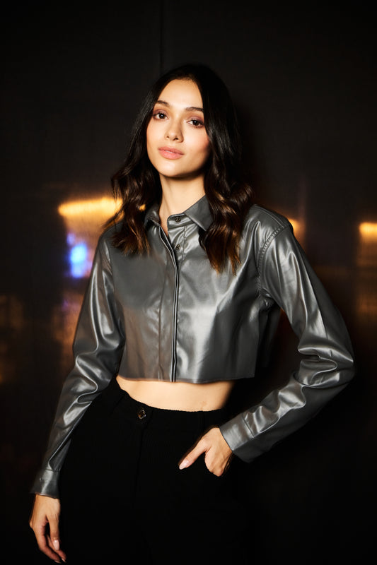 Cropped Leather Shirt