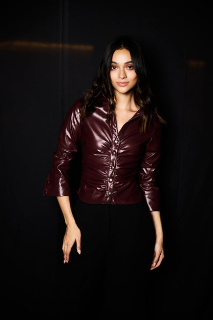Berry Leather Shirt