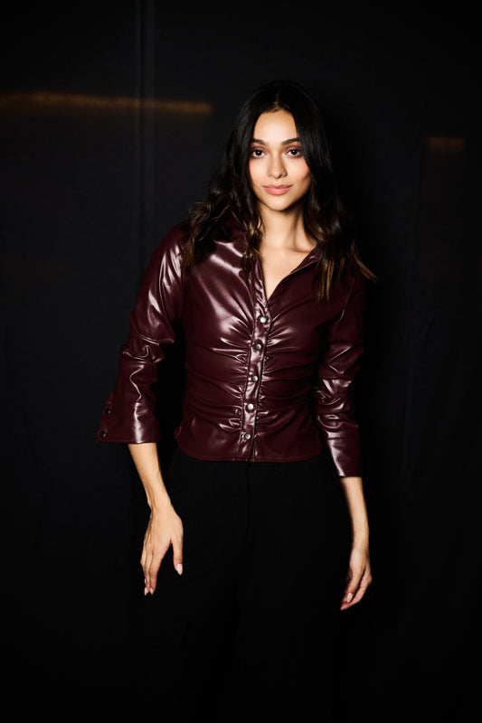 Berry Leather Shirt