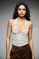 V Neck Bodysuit: Printed