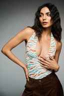 V Neck Bodysuit: Printed