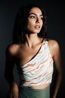 One-Shoulder Bodysuit: Sage green