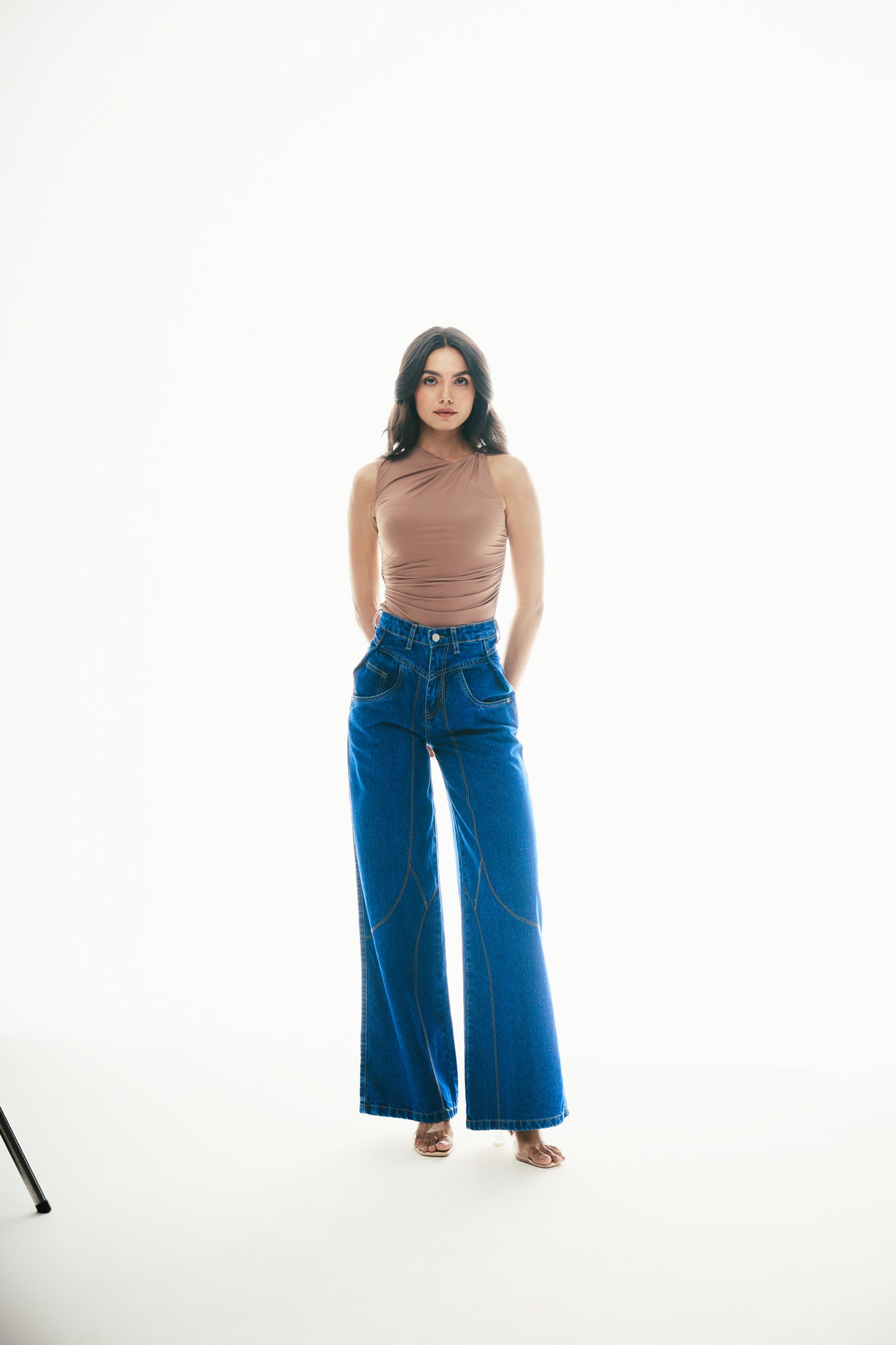 Ruched Asymmetrical Top: Blush Nude