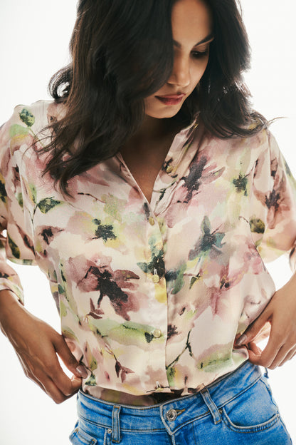 Oversized Satin Shirt: Pink