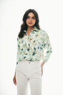 Oversized Satin Shirt: Green