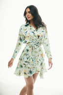 Satin Shirt Dress: green