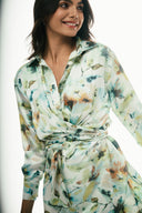 Satin Shirt Dress: green