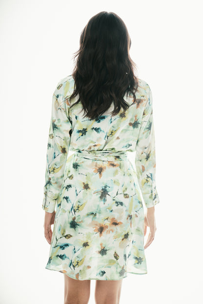 Satin Shirt Dress: green