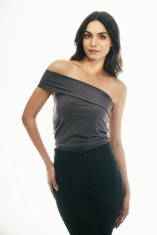 Off-Shoulder Top: Grey