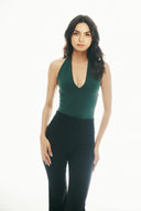 V Neck Bodysuit: Green