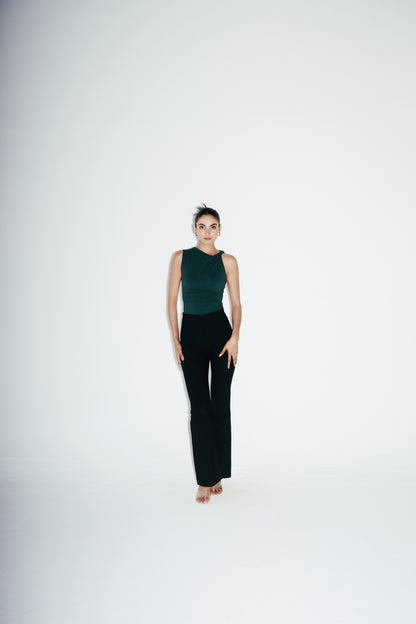 Ruched Asymmetrical Top: Green