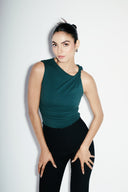 Ruched Asymmetrical Top: Green
