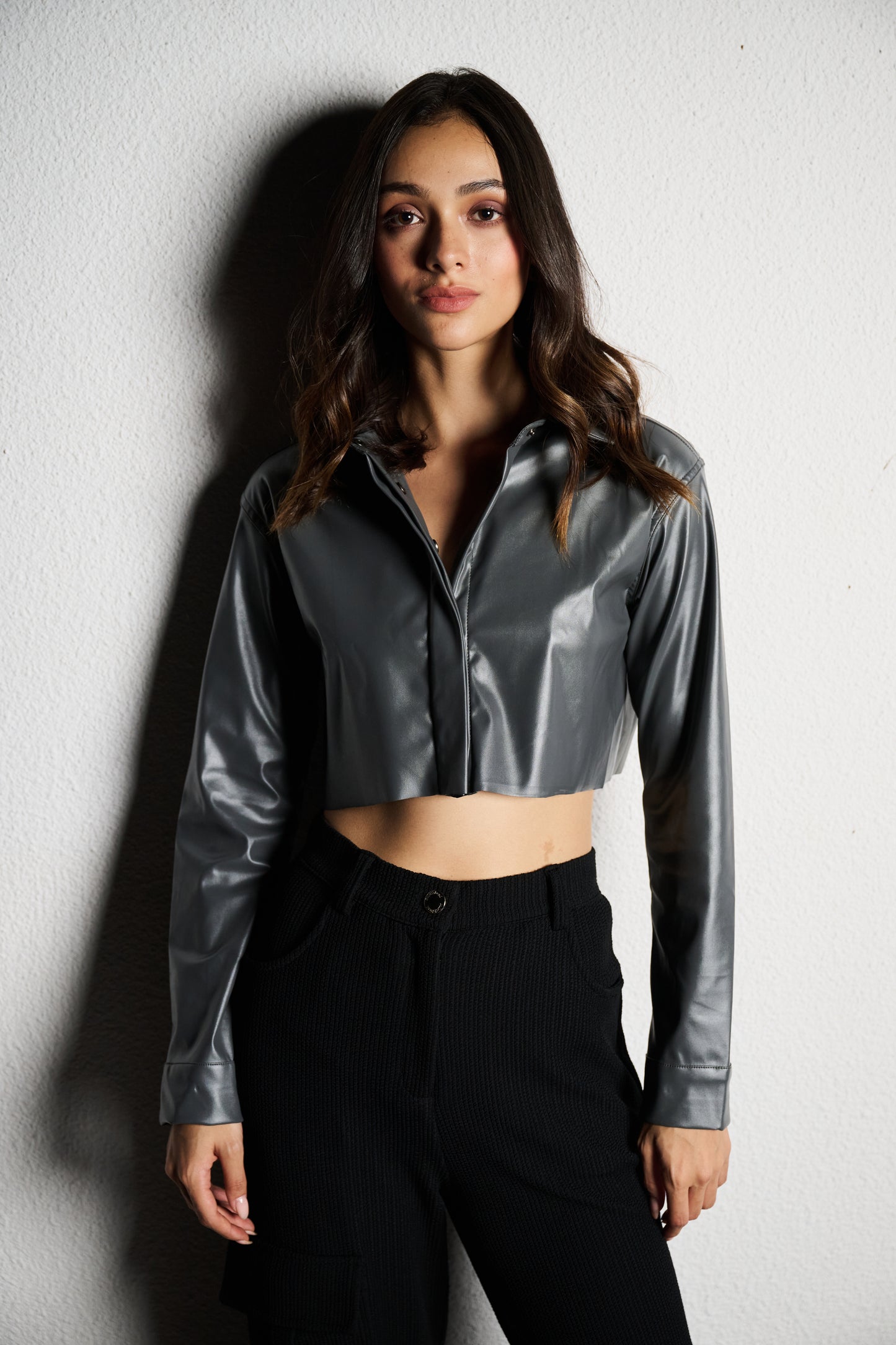 Cropped Leather Shirt