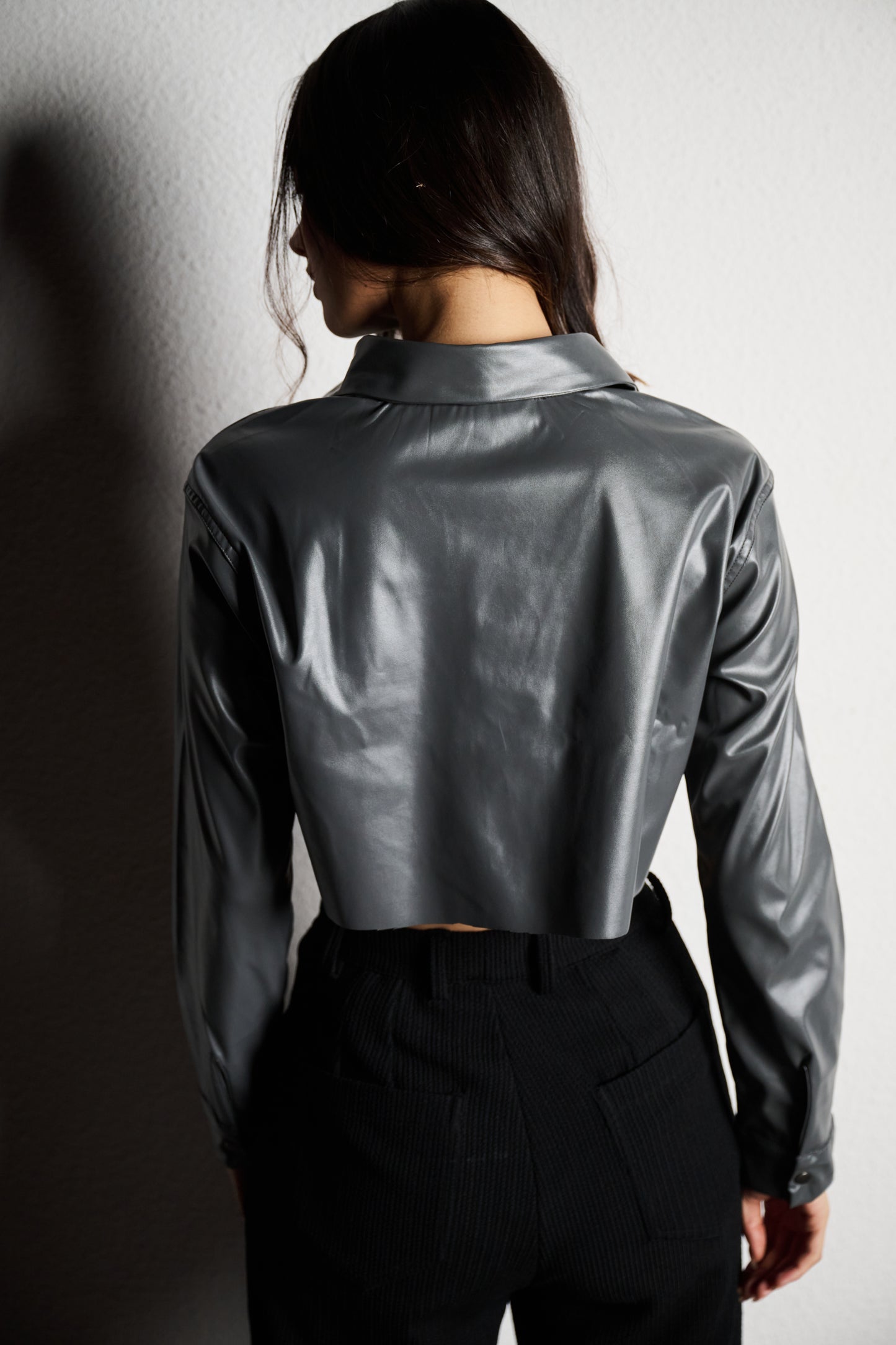 Cropped Leather Shirt