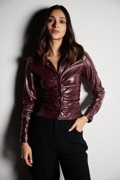 Berry Leather Shirt