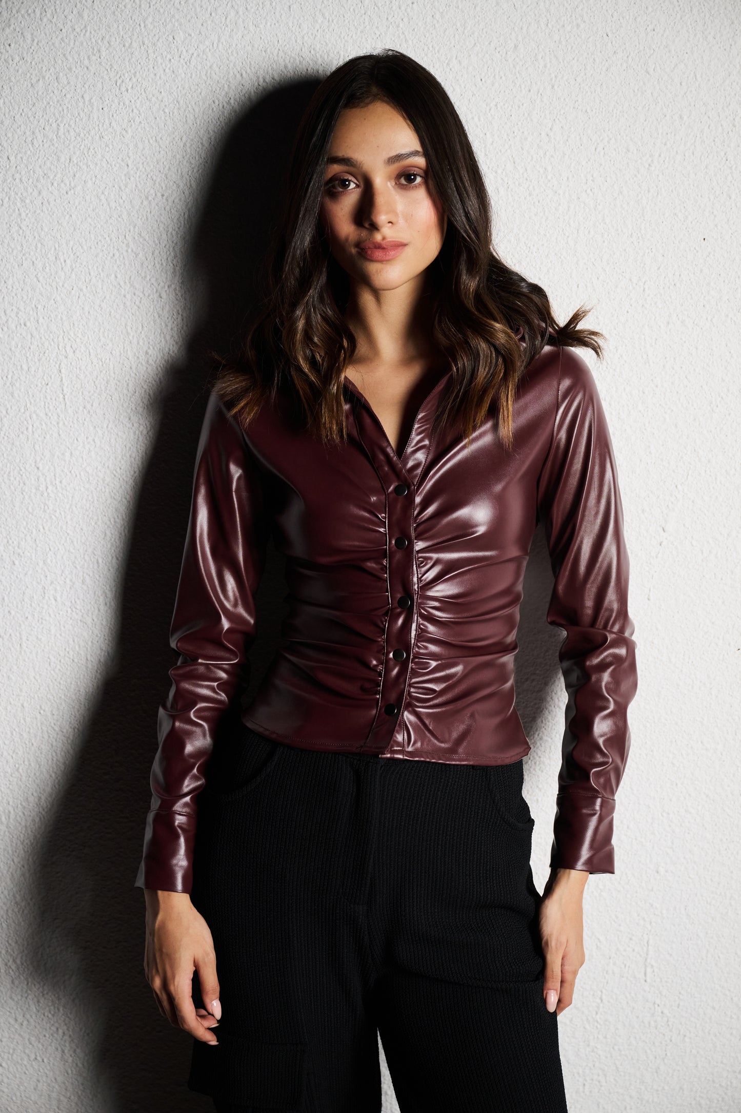 Berry Leather Shirt