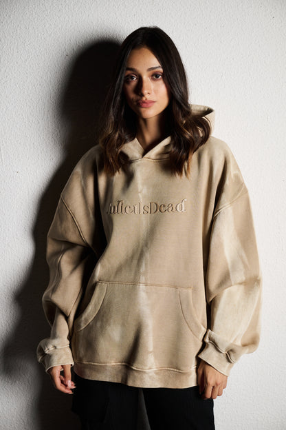 Beige Washed Hoodie