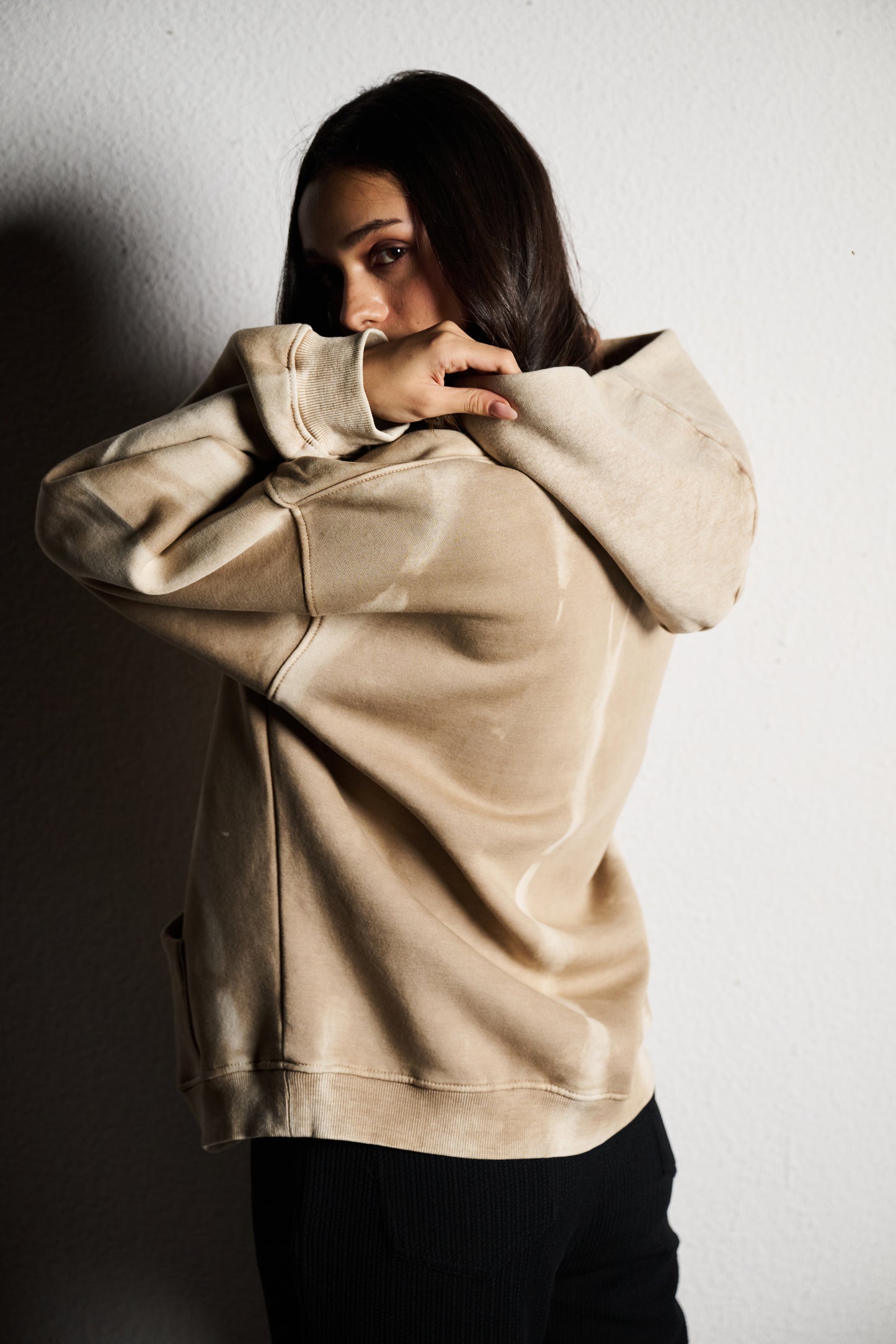 Beige Washed Hoodie