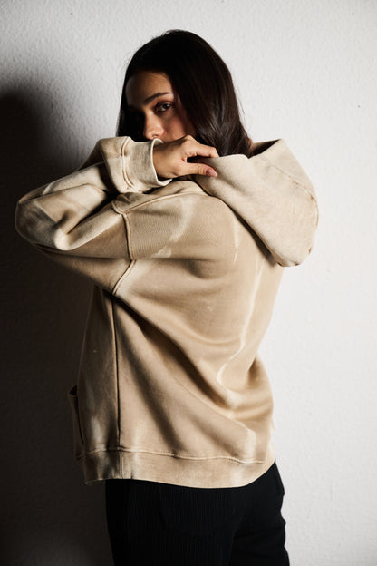 Beige Washed Hoodie