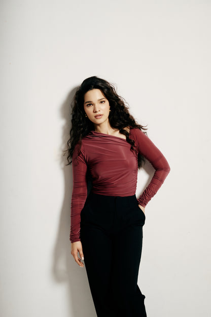 One-shoulder Drape top