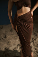 Ruched Slit Skirt - Black
