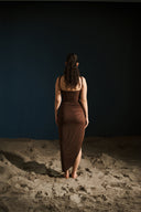 Ruched Slit Skirt - Chocolate