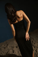 Ruched Slit Skirt - Black