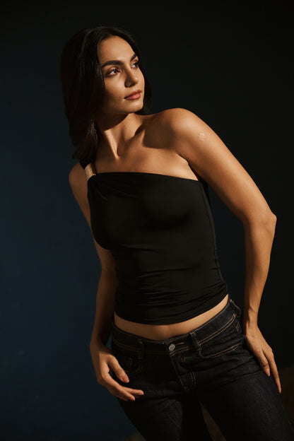 The One-Shoulder Top – Black
