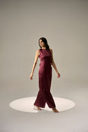 Berry Pleated Kurti  Set