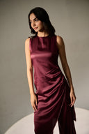 Berry Pleated Kurti  Set