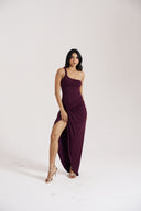 Berry Ruched Slit Skirt