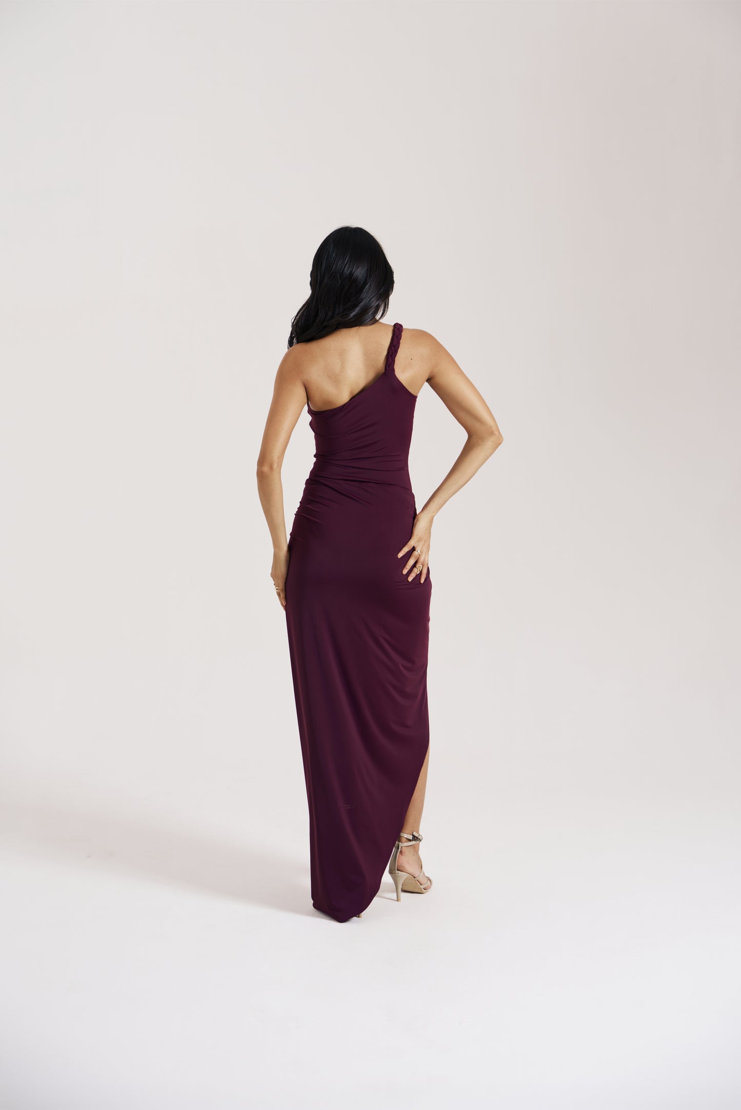 Berry Ruched Slit Skirt
